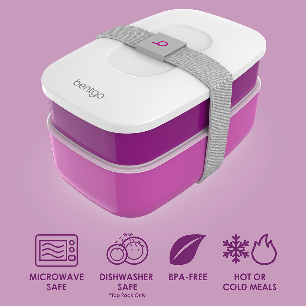 Bentgo® Classic Lunch Box (2-Pack) - Purple | Microwave Safe, Dishwasher Safe (Top Rack Only), BPA-Free, And Great For Hot Or Cold Meals