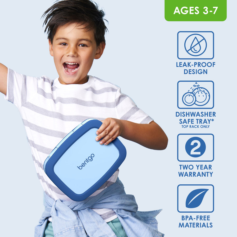 Bentgo® Kids Lunch Box (2-Pack) - Blue | Leak-Proof Lunch Box Design Made With BPA-Free Materials