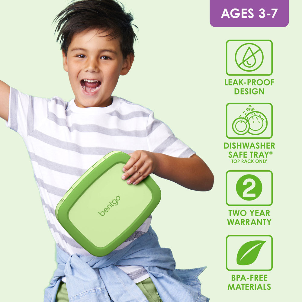 Bentgo® Kids Lunch Box (2-Pack) - Green | Leak-Proof Lunch Box Design Made With BPA-Free Materials