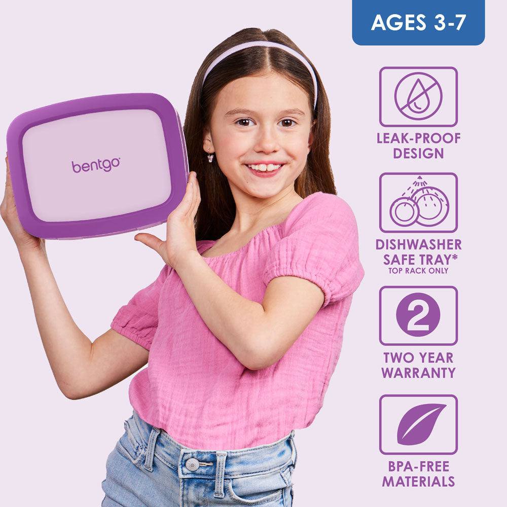 Bentgo® Kids Lunch Box (2-Pack) - Purple | Leak-Proof Lunch Box Design Made With BPA-Free Materials