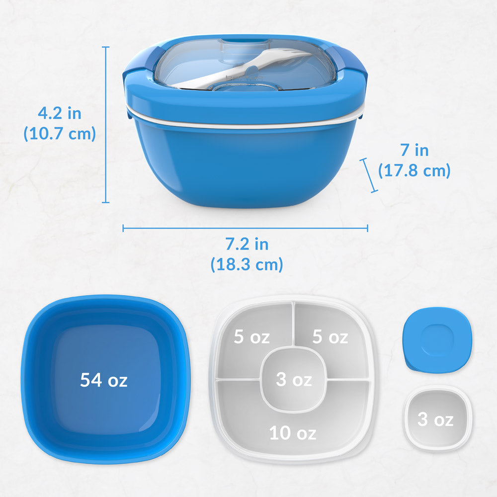 Bentgo Glass Leak-Proof Salad Container, Blue