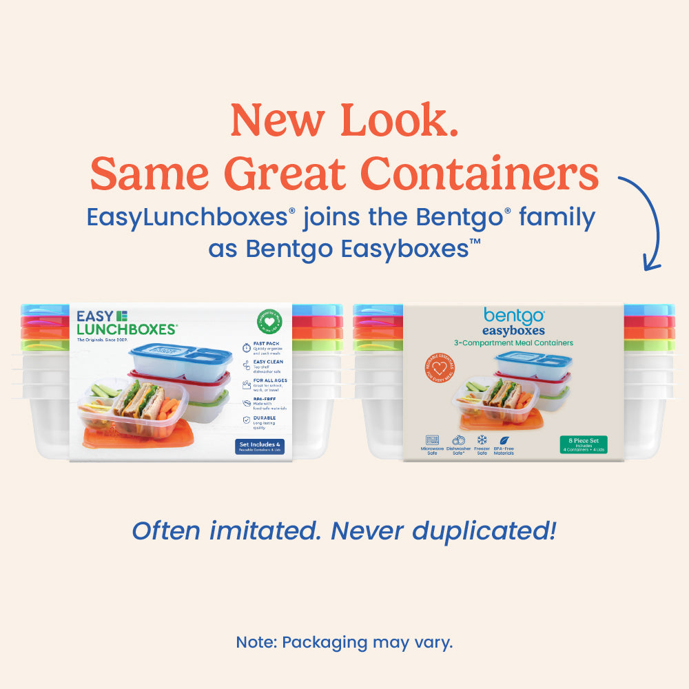 Bentgo® Easyboxes 4-Compartment Snack Containers 8-Piece Set - Classic | New Look. Same Great Containers - EasyLunchboxes® joins the Bentgo® family as Bentgo Easyboxes™