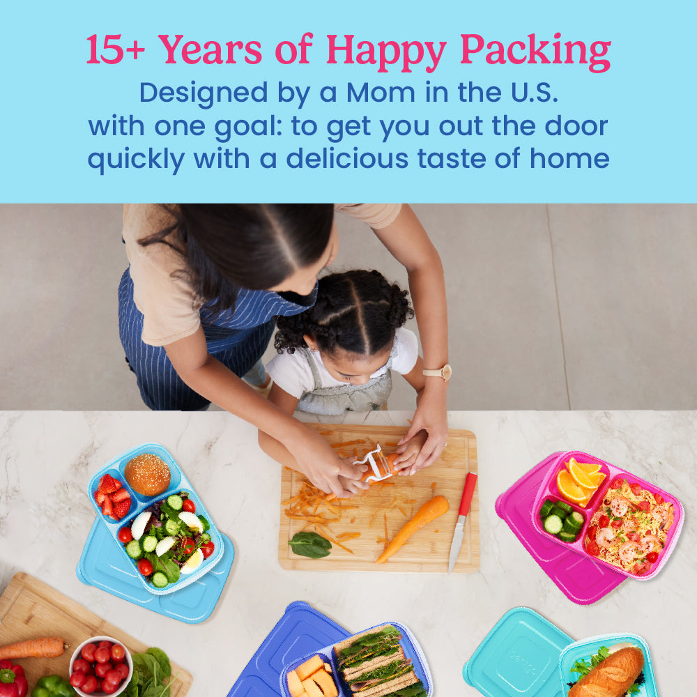 Bentgo® Easyboxes 4-Compartment Snack Containers 8-Piece Set - Jewel Brights | 15+ Years of Happy Packing - Designed by a Mom in the U.S. with one goal: to get you out the door quickly with a delicious taste of home