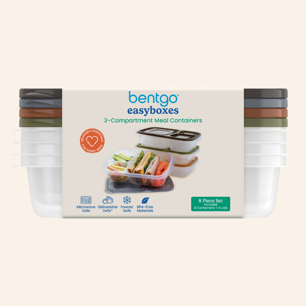 Bentgo® Easyboxes 4-Compartment Snack Containers 8-Piece Set - Earth Tones | Packaging