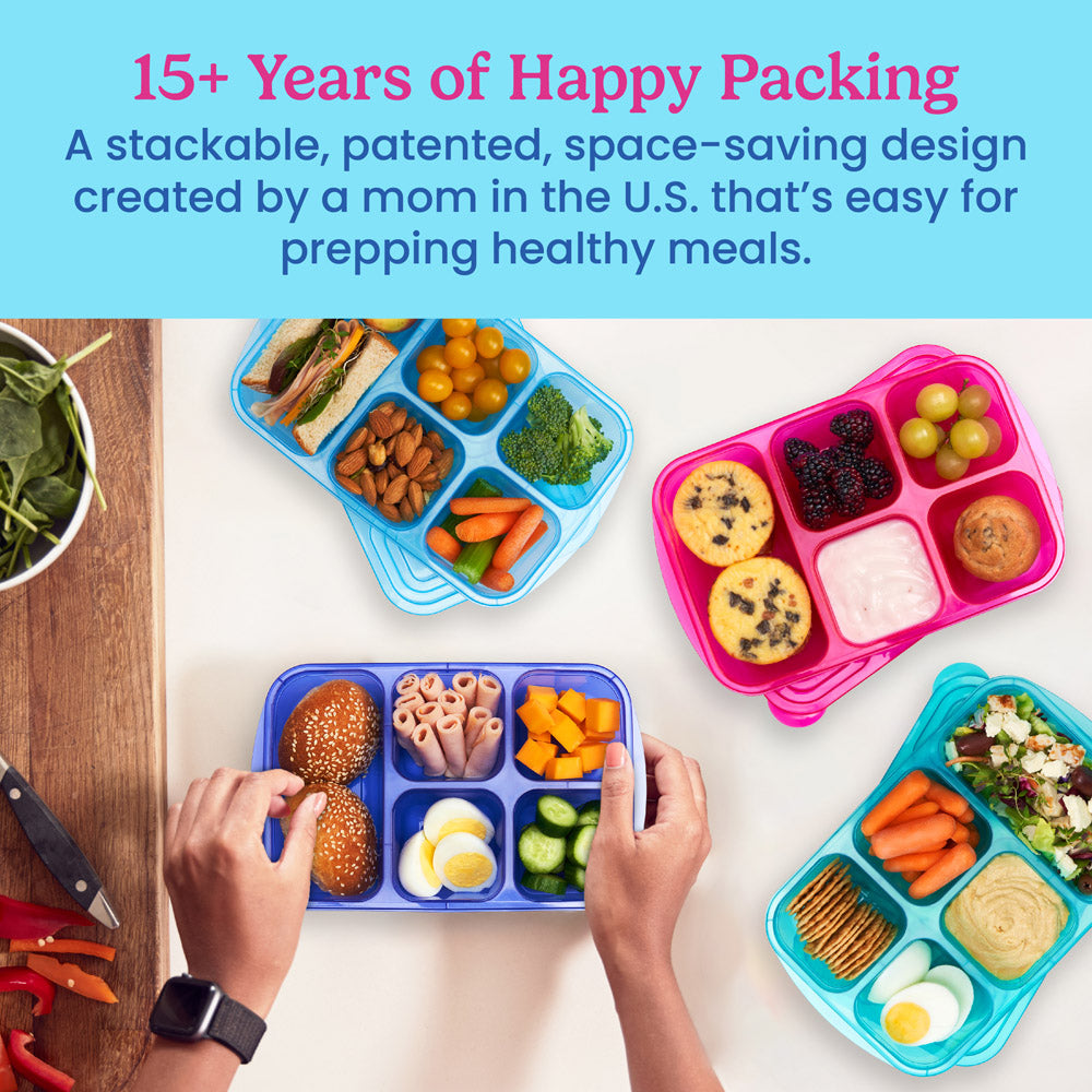 Bentgo Easyboxes 5-Compartment Food Containers 8-Piece Set - Jewel Brights | 15+ Years of Happy Packing - Designed by a Mom in the U.S. with one goal: to get you out the door quickly with a delicious taste of home