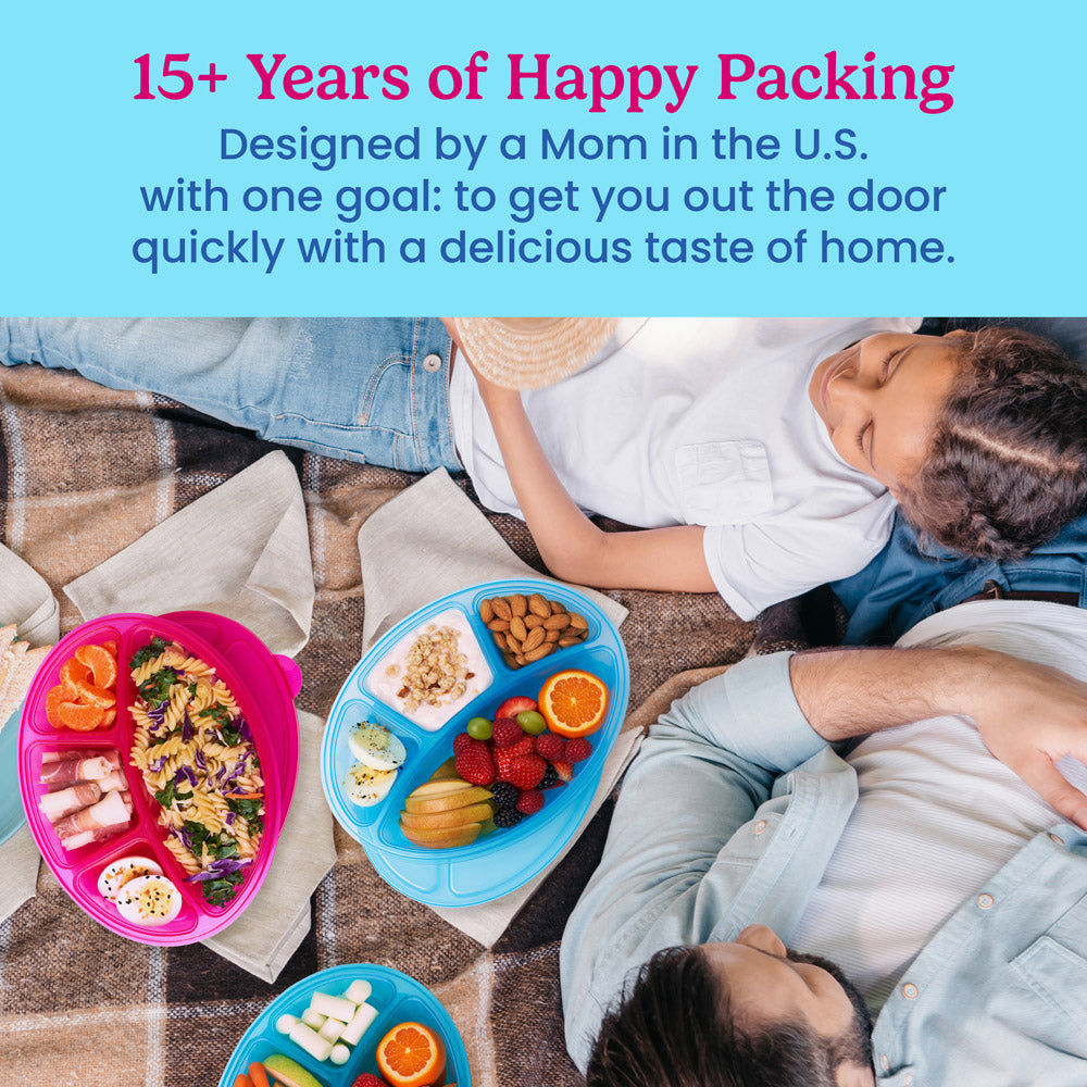 Bentgo® Easyboxes 4-Compartment Oval Containers - Jewel Brights | 15+ Years of Happy Packing - Designed by a Mom in the U.S. with one goal: to get you out the door quickly with a delicious taste of home