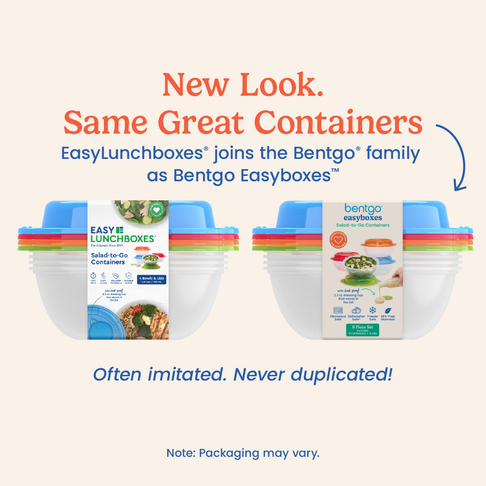 Bentgo Easyboxes™ Salad-to-Go Containers 8-Piece Set - Classic | New Look. Same Great Containers - EasyLunchboxes® joins the Bentgo® family as Bentgo Easyboxes™