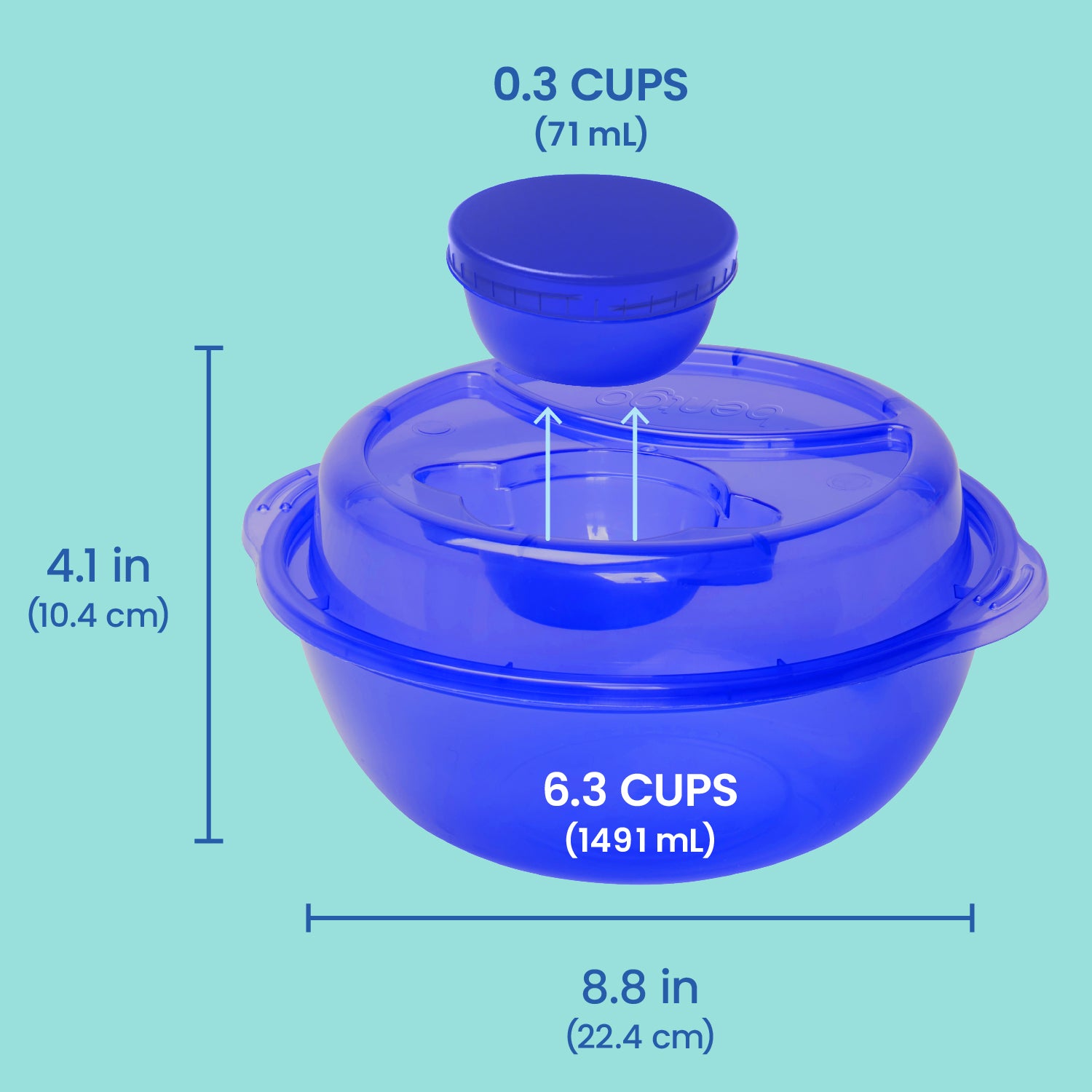 Bentgo Easyboxes™ Salad-to-Go Containers 8-Piece Set - Jewel Brights | Dimensions