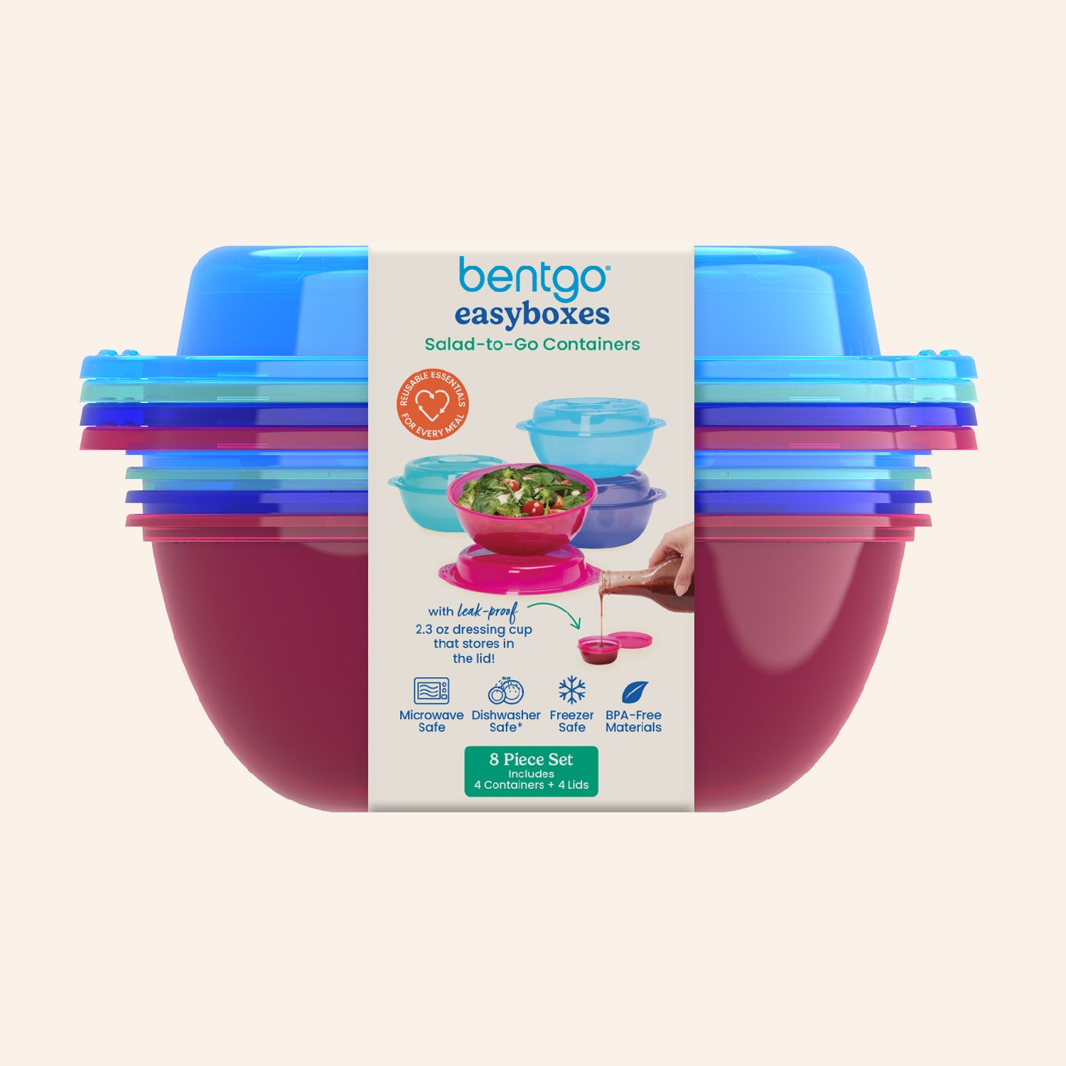 Bentgo Easyboxes™ Salad-to-Go Containers 8-Piece Set - Jewel Brights | Packaging
