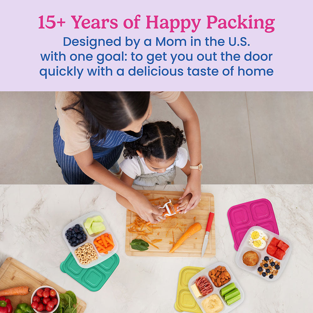 Bentgo® Easyboxes 4-Compartment Snack Containers 8-Piece Set - Brights | 15+ Years of Happy Packing - Designed by a Mom in the U.S. with one goal: to get you out the door quickly with a delicious taste of home