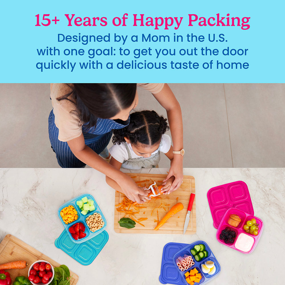 Bentgo® Easyboxes 4-Compartment Snack Containers 8-Piece Set - Jewel Brights | 15+ Years of Happy Packing - Designed by a Mom in the U.S. with one goal: to get you out the door quickly with a delicious taste of home