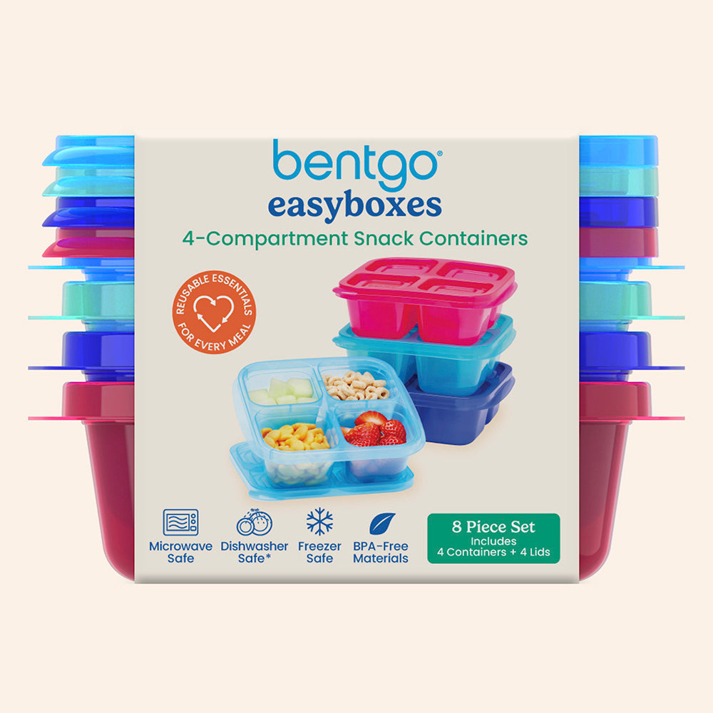 Bentgo® Easyboxes 4-Compartment Snack Containers 8-Piece Set - Jewel Brights | Packaging