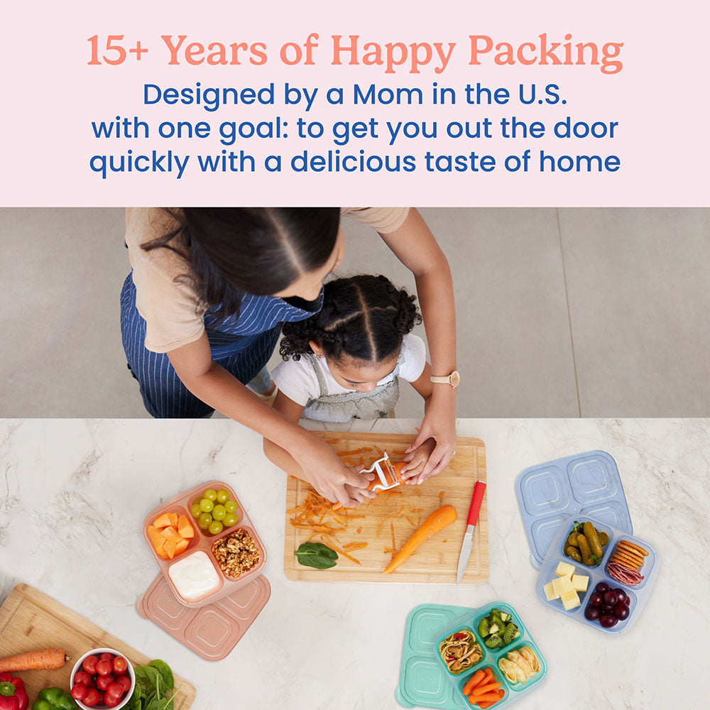 Bentgo® Easyboxes 4-Compartment Snack Containers 8-Piece Set - Pastels | 15+ Years of Happy Packing - Designed by a Mom in the U.S. with one goal: to get you out the door quickly with a delicious taste of home