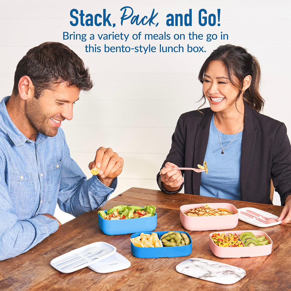 Bentgo® Classic Lunch Box - Blue | Stack, Pack, And Go! - Bring A Variety Of Meals On The Go In This Bento-Style Lunch Box