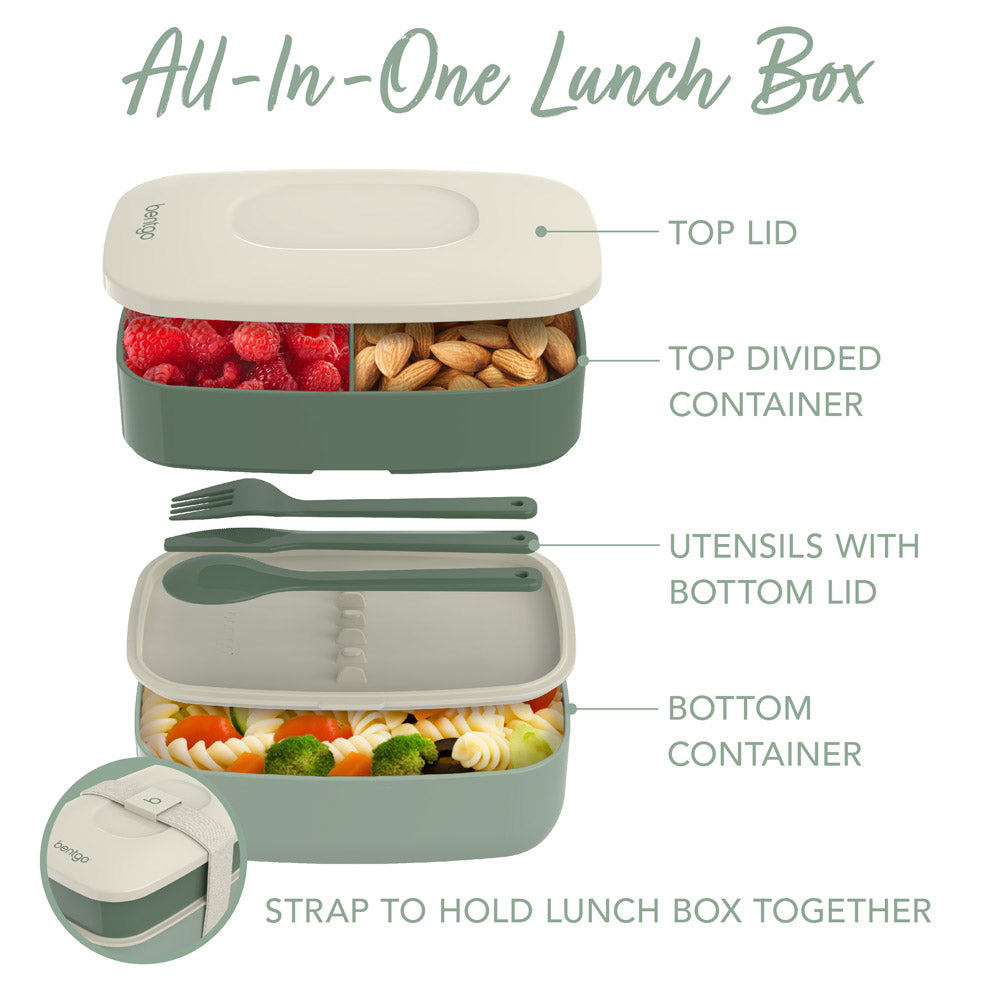 Bentgo Classic - All-in-One Stackable Bento Lunch Box Container, Khaki Green