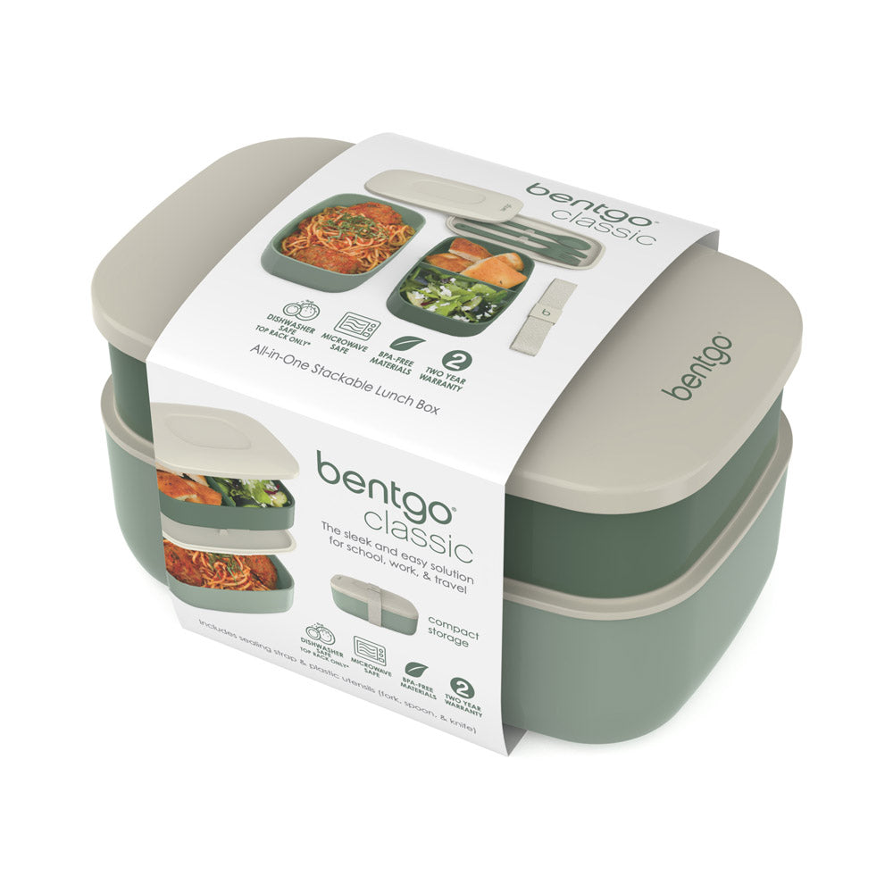 Bentgo Classic All-in-One Bento Lunch Box, 2-Pack, Green
