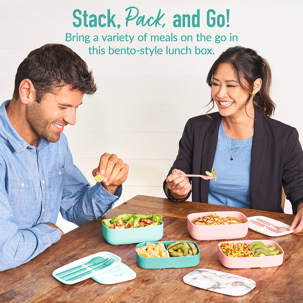 Bentgo® Classic Lunch Box - Coastal Aqua | Stack, Pack, And Go! - Bring A Variety Of Meals On The Go In This Bento-Style Lunch Box