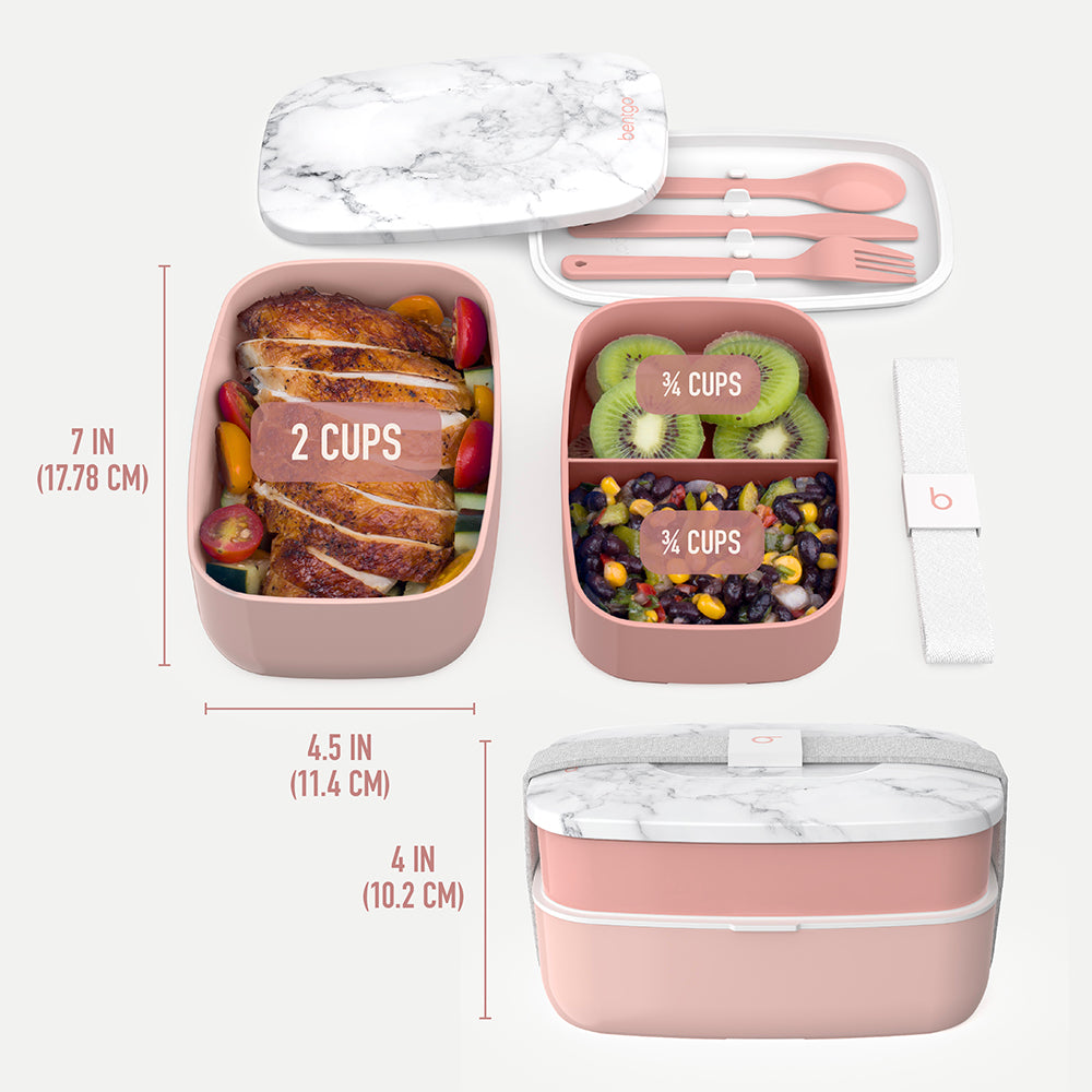 Bentgo® Classic Lunch Box - Blush Marble | Dimensions And What’s In The Box