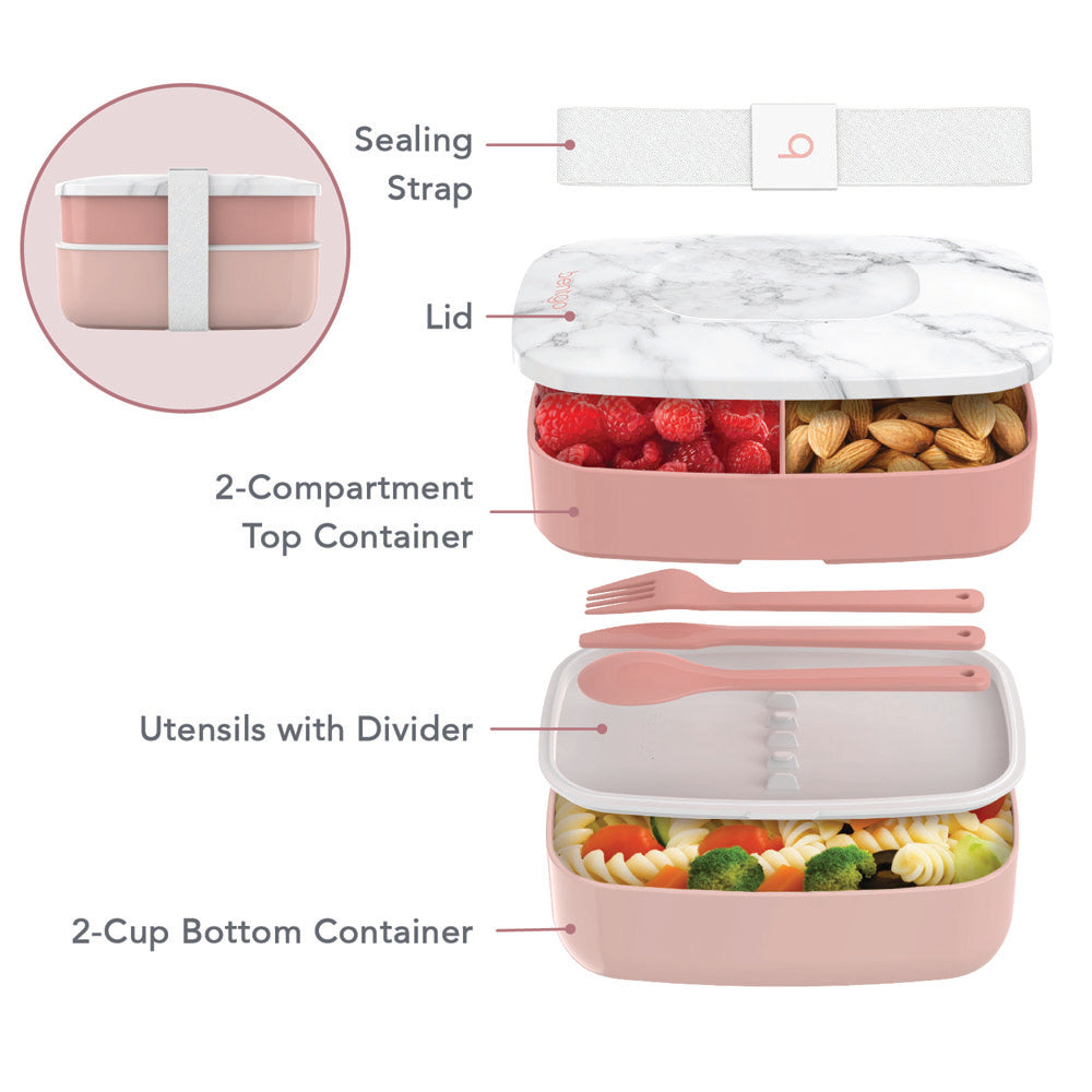 Bentgo® Deluxe 4-Piece Lunch Set | Bento Box Lunch Set - Blush