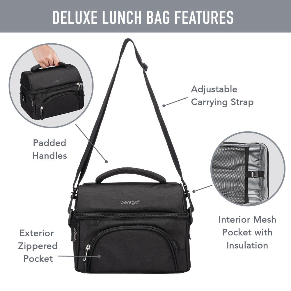 Bentgo® Deluxe 4-Piece Lunch Set | Bento Box Lunch Set - Carbon Black