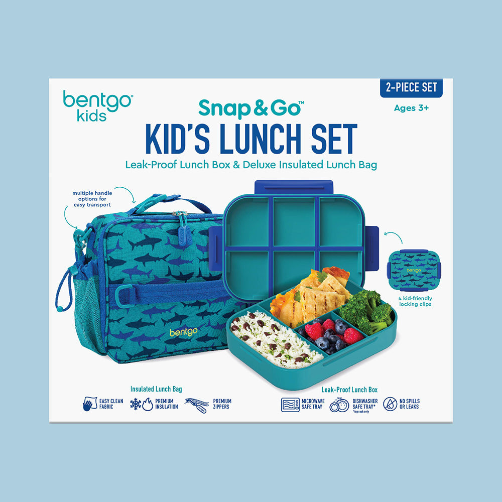 Bentgo® Kids Snap & Go 2-Piece Lunch Set  - Sharks | Packaging