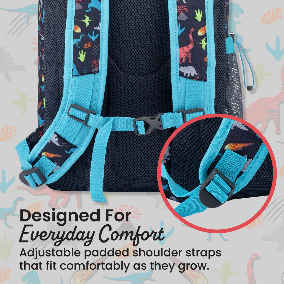 Bentgo® Kids Prints 2-in-1 Backpack & Lunch Bag - Dinosaur | Designed For Everyday Comfort - Adjustable Padded Shoulder Straps That Fit Comfortably As They Grow