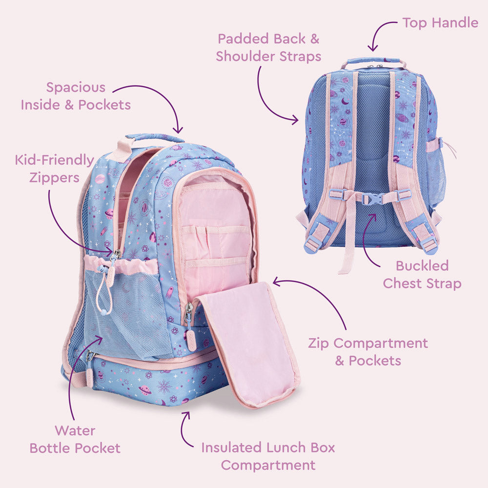 Bentgo® Kids Prints 2-in-1 Backpack & Insulated Lunch Bag - Gray Trucks 