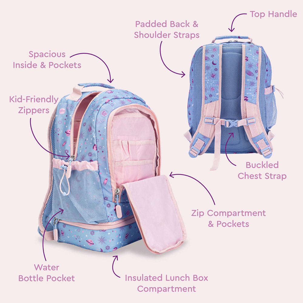 Bentgo® Kids Backpack & Lunch Bag | Lavender Galaxy