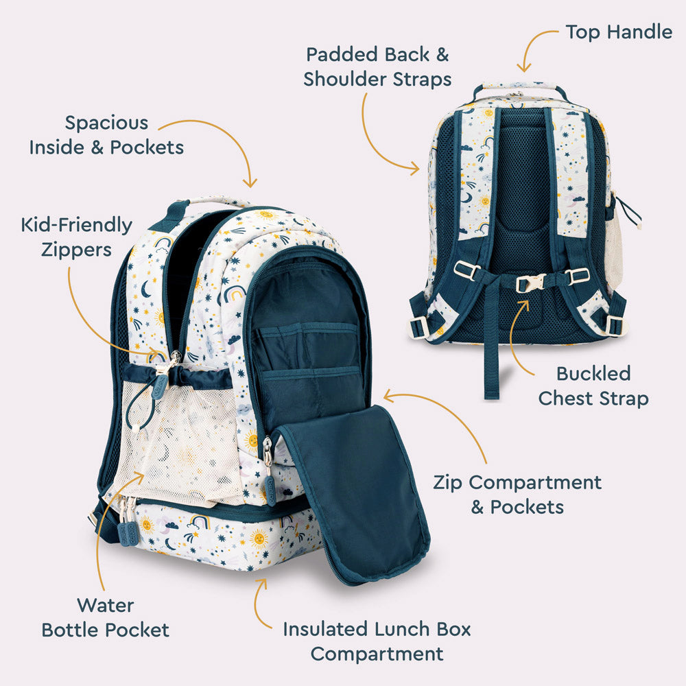 Bentgo Kids 2-in-1 Backpack & Insulated Lunch Bag (Friendly Skies)
