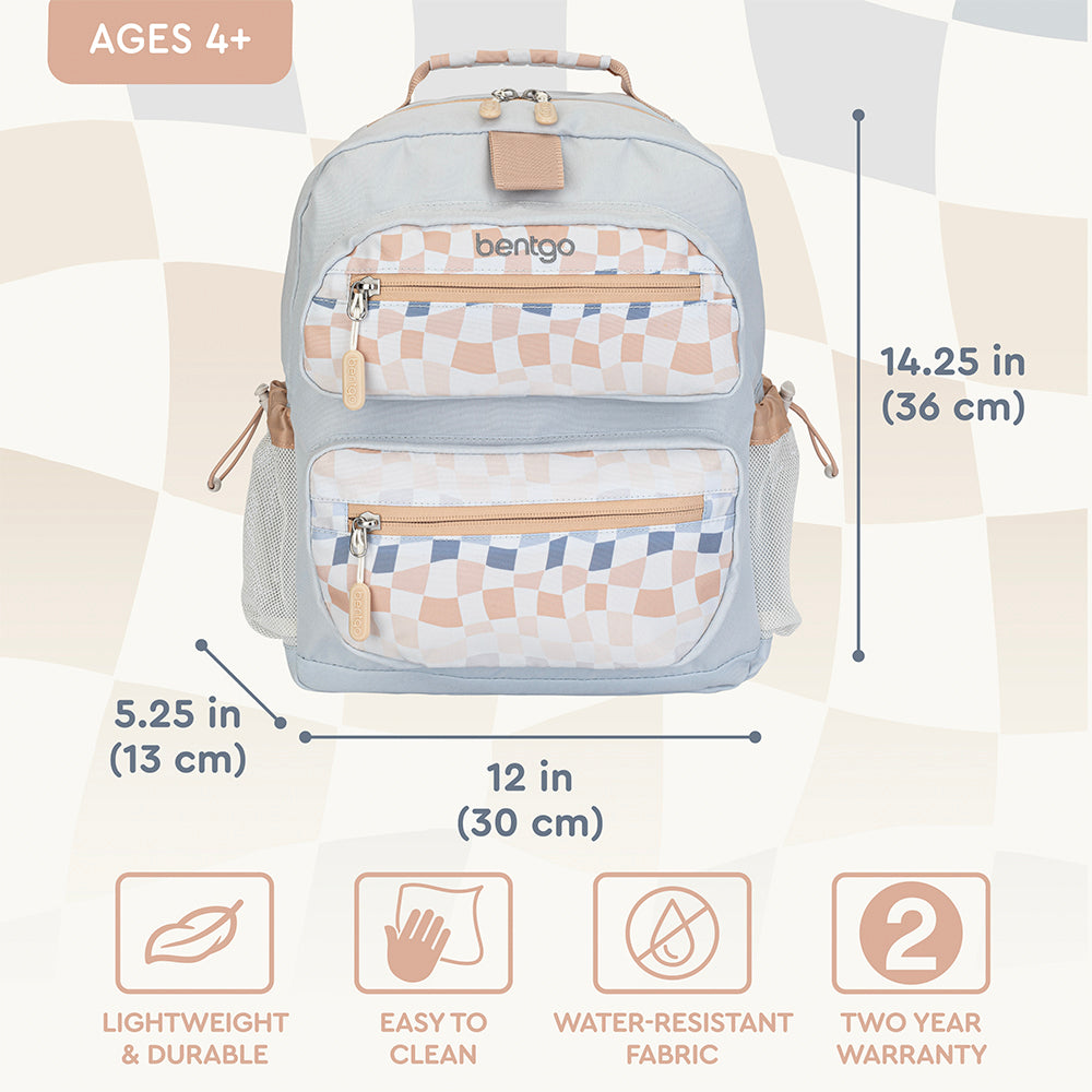 Bentgo®️ Kids Backpack - Whimsy & Wonder - Checker Gradient | Lightweight, Durable, And Easy To Clean Kids Backpack