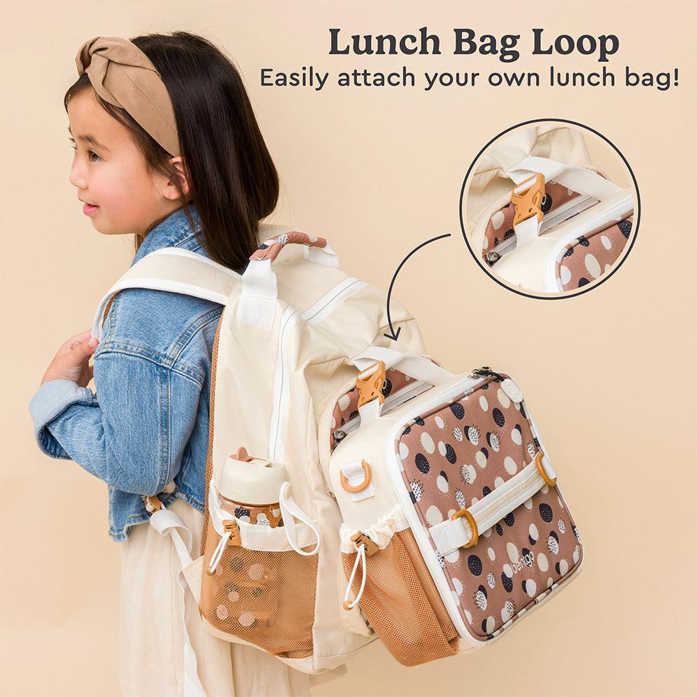 Bentgo®️ Kids Backpack - Whimsy & Wonder - Spots & Dots | The Kids Backpack Has A Lunch Bag Loop To Easily Attach Your Own Lunch Bag