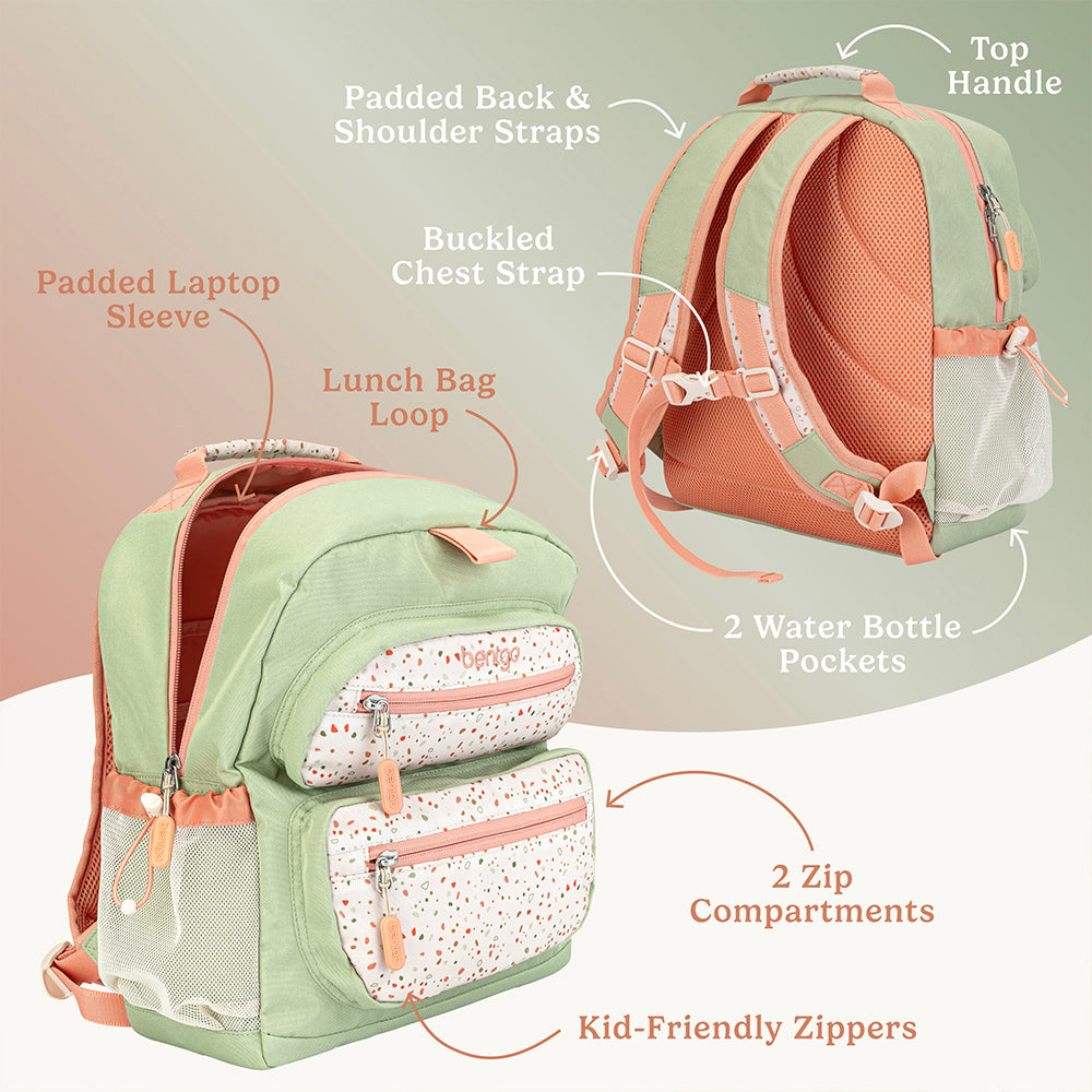 Bentgo®️ Kids Backpack - Whimsy & Wonder - Geo Speckle | Kids Backpack Packed With Features Like Padded Back & Shoulder Straps, Lunch Bag Loop, and Kid-Friendly Zippers