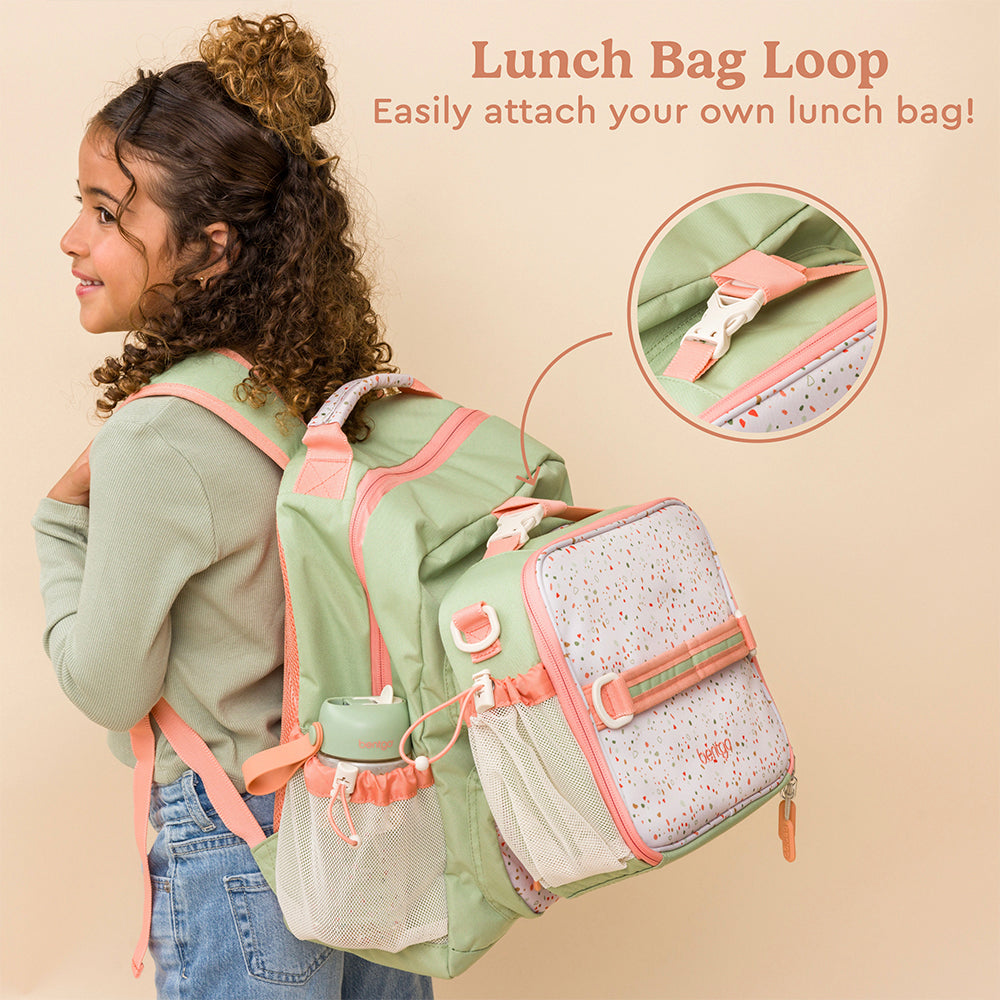 Bentgo®️ Kids Backpack - Whimsy & Wonder - Geo Speckle | The Kids Backpack Has A Lunch Bag Loop To Easily Attach Your Own Lunch Bag