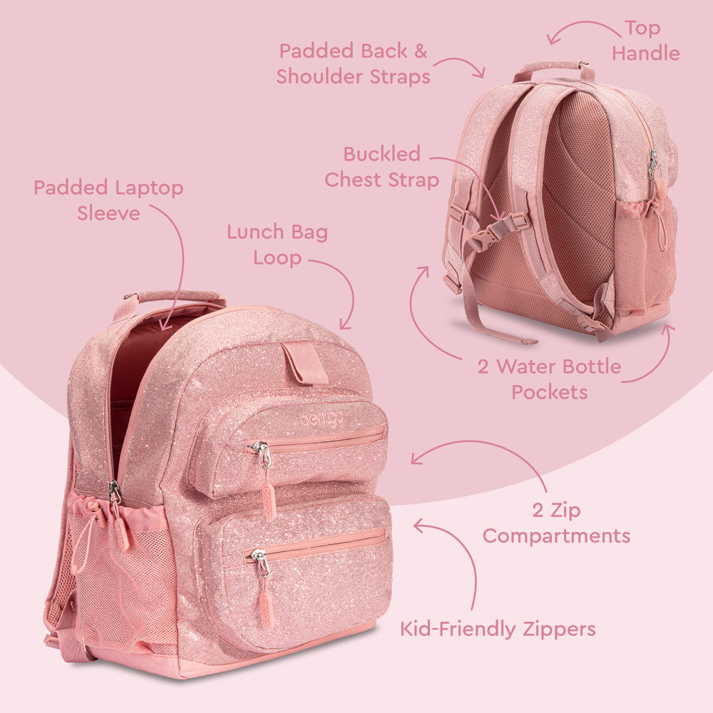Bentgo® Kids Backpack | Petal Pink Glitter