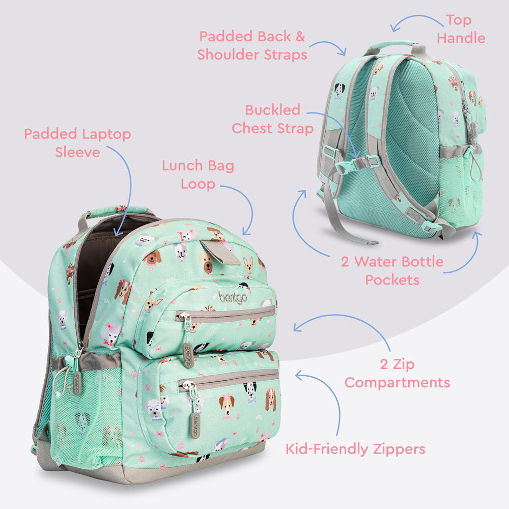  Bentgo® Kids Backpack - Lightweight 14” Backpack in Unique  Prints for School, Travel, & Daycare - Roomy Interior, Durable &  Water-Resistant Fabric, & Loop for Lunch Bag (Shark)