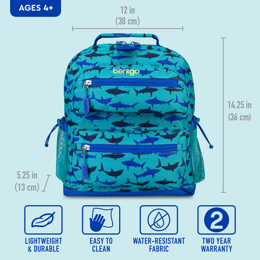 Bentgo® Kids Backpack | Sharks - Product Dimensions And Features