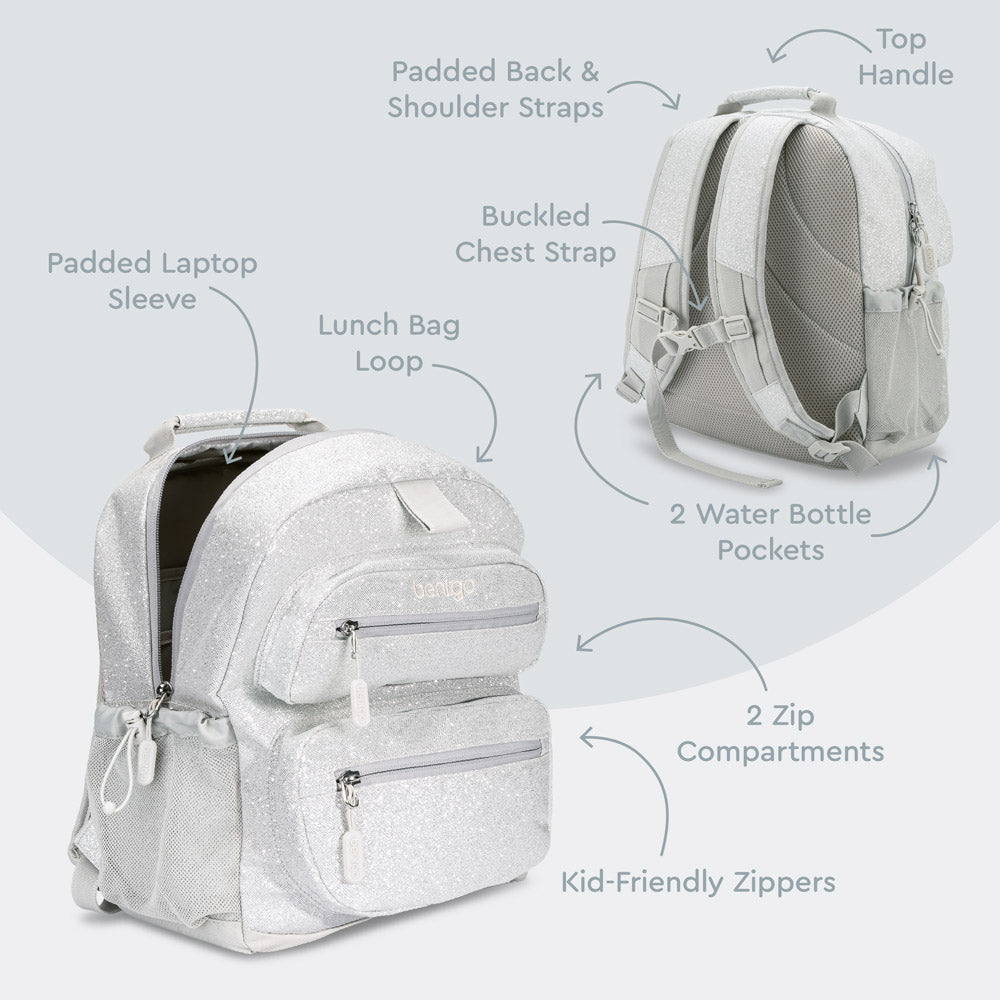 Bentgo® Kids Backpack | Silver Glitter