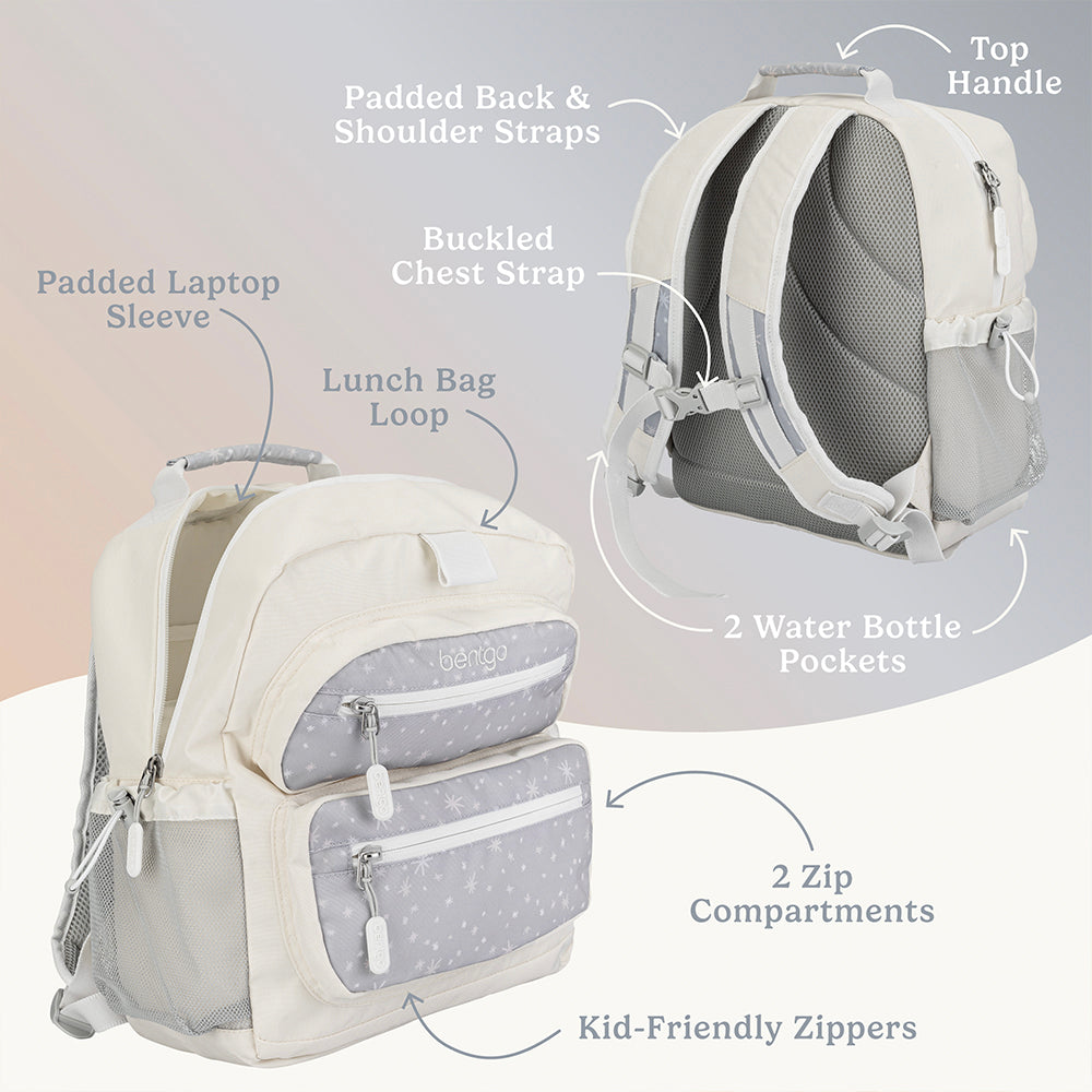 Bentgo®️ Kids Backpack - Whimsy & Wonder - Starry Sprinkle | Kids Backpack Packed With Features Like Padded Back & Shoulder Straps, Lunch Bag Loop, and Kid-Friendly Zippers