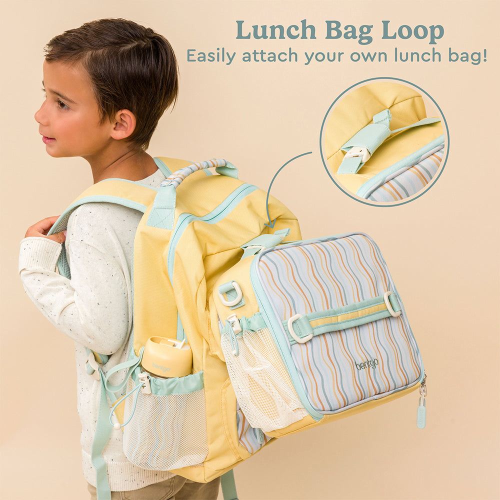 Bentgo®️ Kids Backpack - Whimsy & Wonder - Wavy | The Kids Backpack Has A Lunch Bag Loop To Easily Attach Your Own Lunch Bag