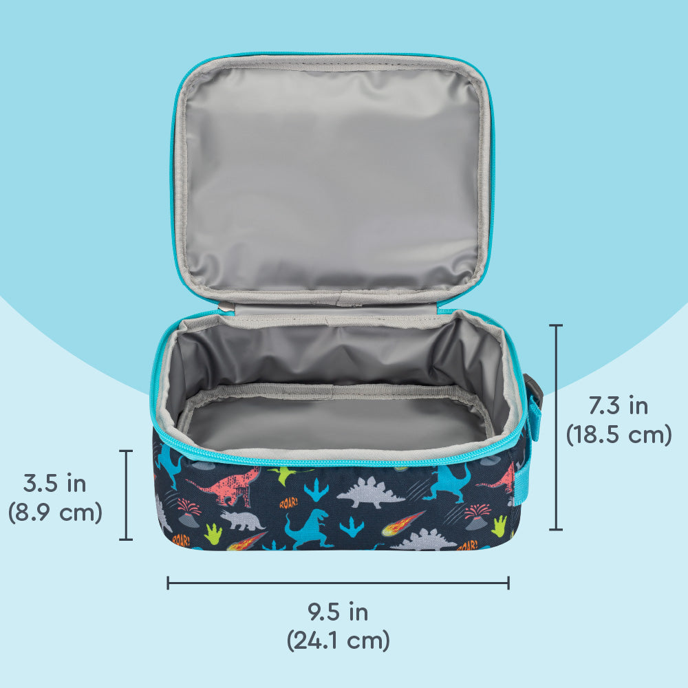 Bentgo® Kids Snap & Go Lunch Box, Insulated Lunch Tote, & Ice Packs - Dinosaur | Insulated Lunch Tote Dimensions
