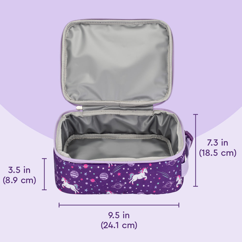 Bentgo® Kids Snap & Go Lunch Box, Insulated Lunch Tote, & Ice Packs - Unicorn | Insulated Lunch Tote Dimensions