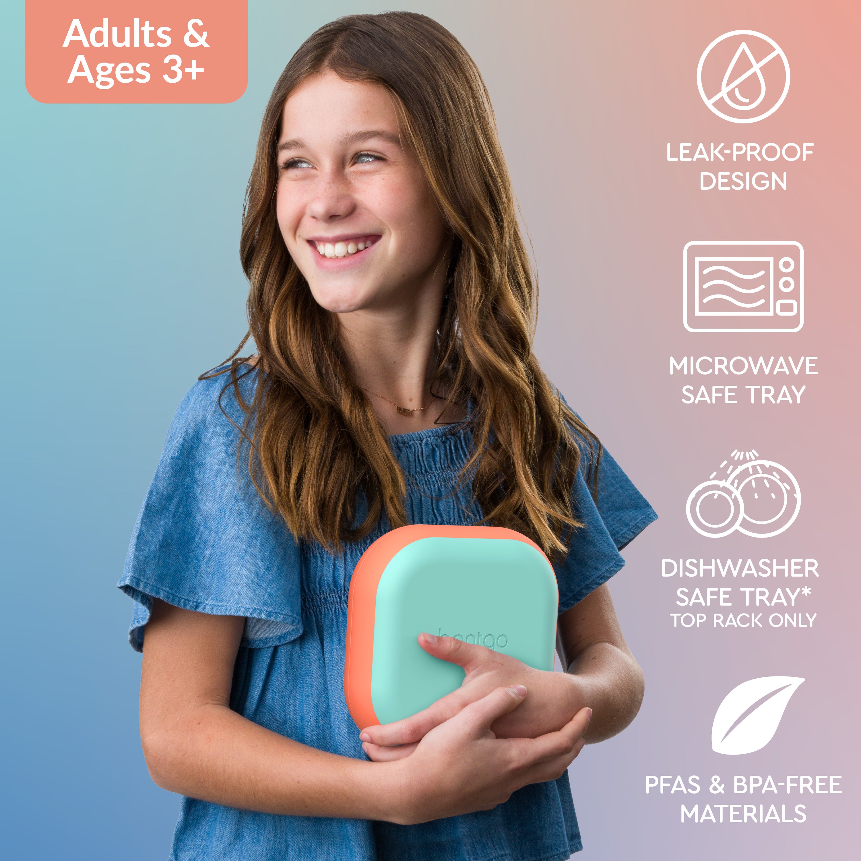 Bentgo® Chill Mini Lunch Box - Seaside Papaya | Cool Bites Anytime, Anywhere - Durable, Spill-Proof, And Made For Kids Or Adults On The Go