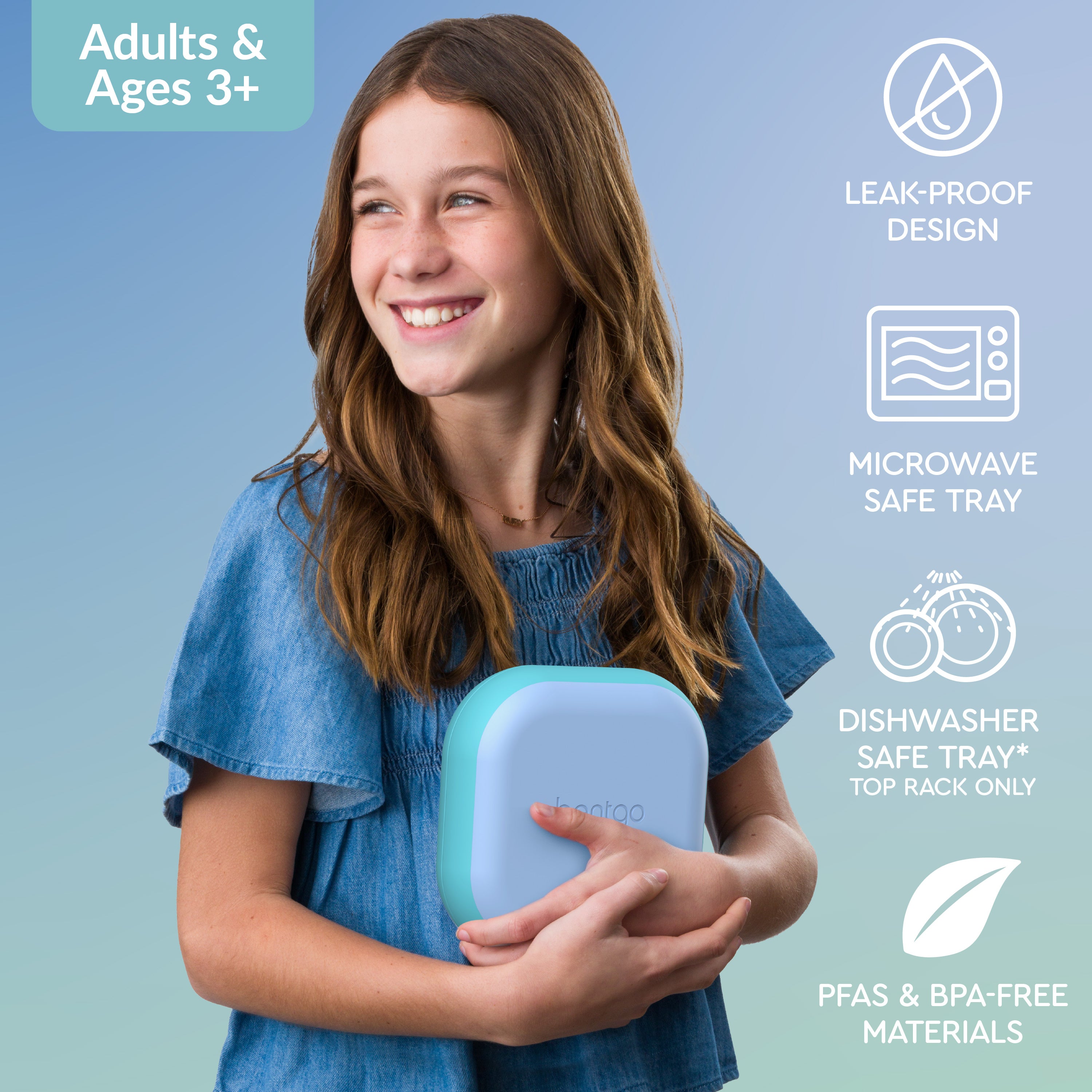 Bentgo® Chill Mini Lunch Box - Tide Blues | Leak-Proof Lunch Box Design, Microwave Safe Tray, Dishwasher Safe Tray (Top Rack Only), And Made With PFAS & BPA-Free Materials