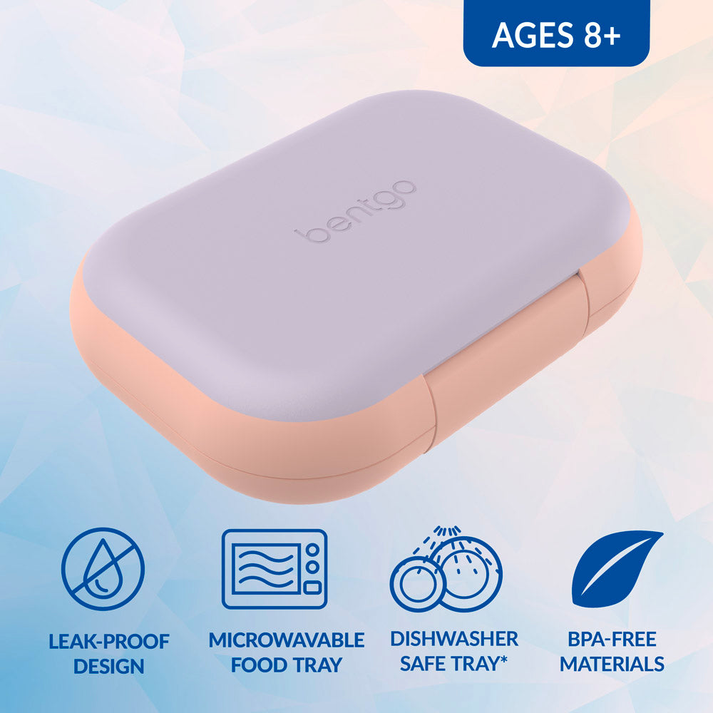 Bentgo® Chill Max Lunch Box - Lavender and Peach | Leak-Proof Design, Microwavable Food Tray, Dishwasher Safe Tray, And Made With BPA-Free Materials