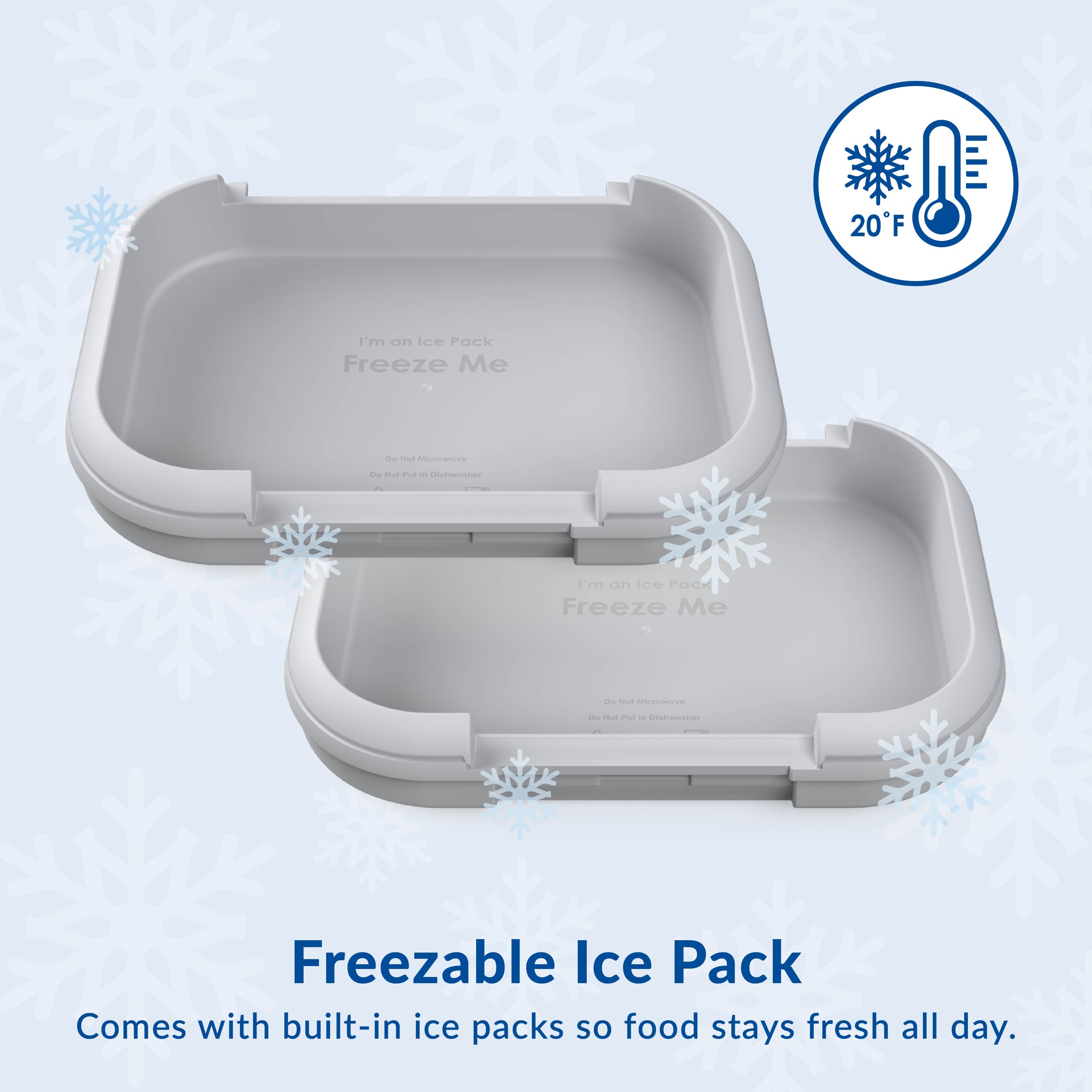 Bentgo® Chill Max Lunch Box (2-Pack)  - Fog/Deep Teal & Canal/Sail Blue | Freezable Ice Pack - Each Lunch Box Comes With Built-In Ice Packs So Food Stays Fresh All-Day