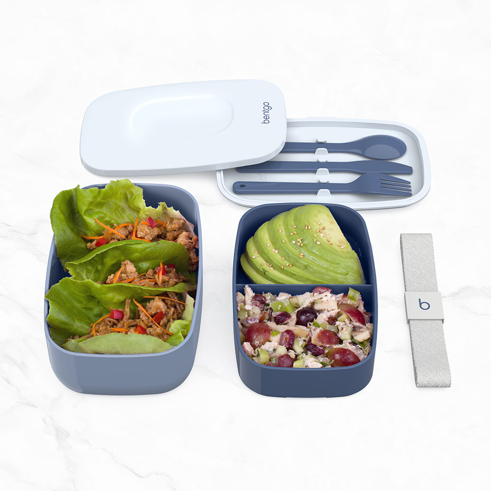 Bentgo® Classic Lunch Box (2-Pack) - Slate | This Classic Lunch Box (2-Pack) Features Two Stackable And Perfectly Portioned Containers, One Holding A Full Entree On The Bottom And Two Side Items On The Top