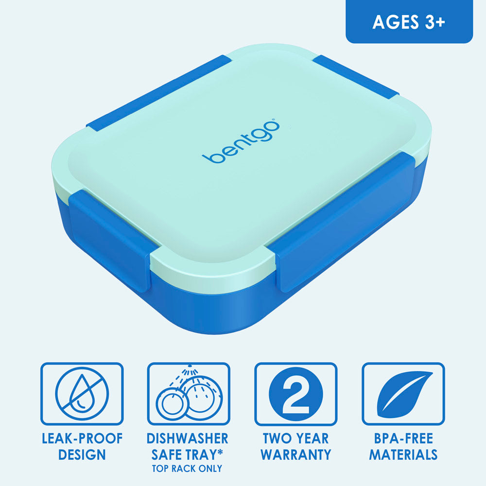 Bentgo® Kids Snap & Go Lunch Box | Blue - Made With A Leak-Proof Design And Dishwasher Safe