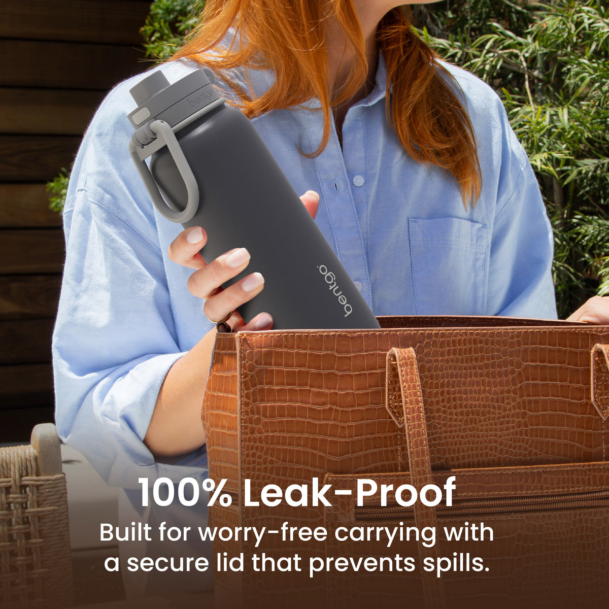 Bentgo® Flip Leak-Proof Water Bottle | Tweed - 100% Leak-Proof (Built For Worry-Free Carrying With A Secure Lid That Prevents Spills