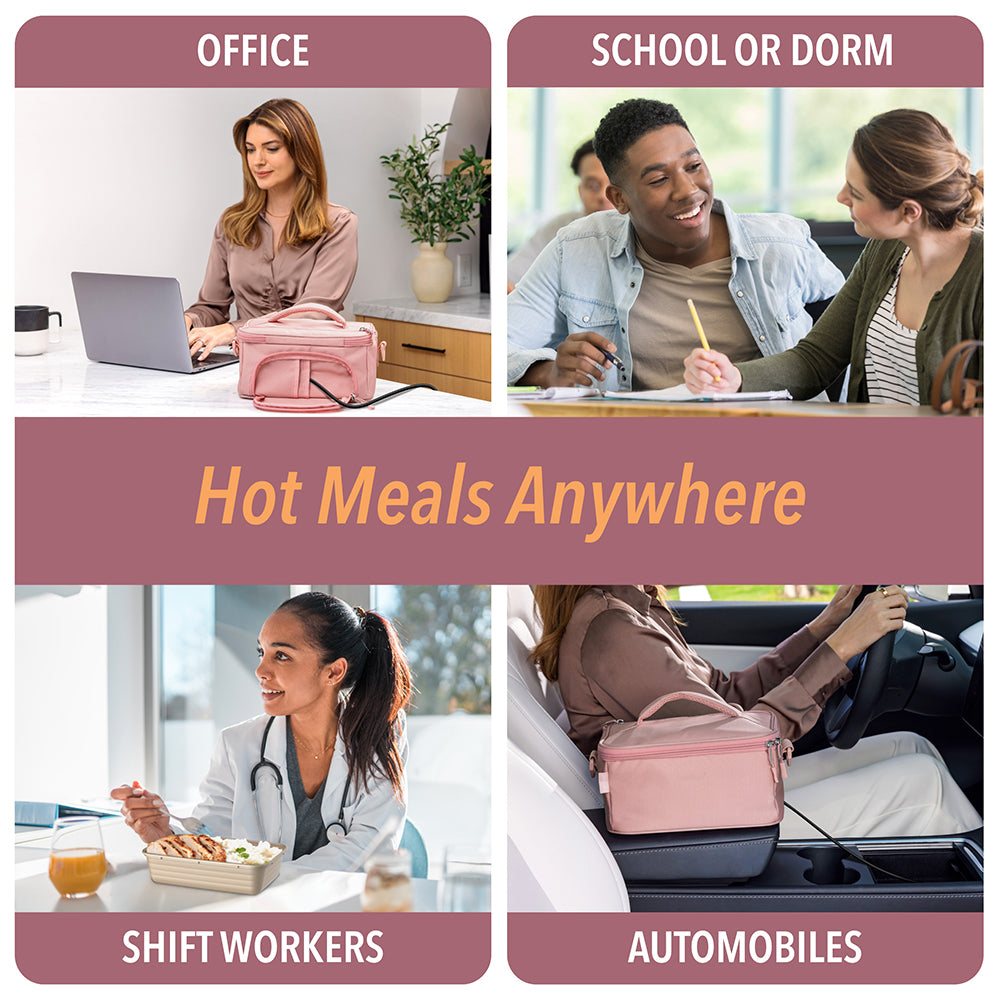 Bentgo® Heat Electric Lunch Bag - Blush | Hot Meals Anywhere - Perfect For The Office, School or Dorm, Shift Workers, And Automobiles