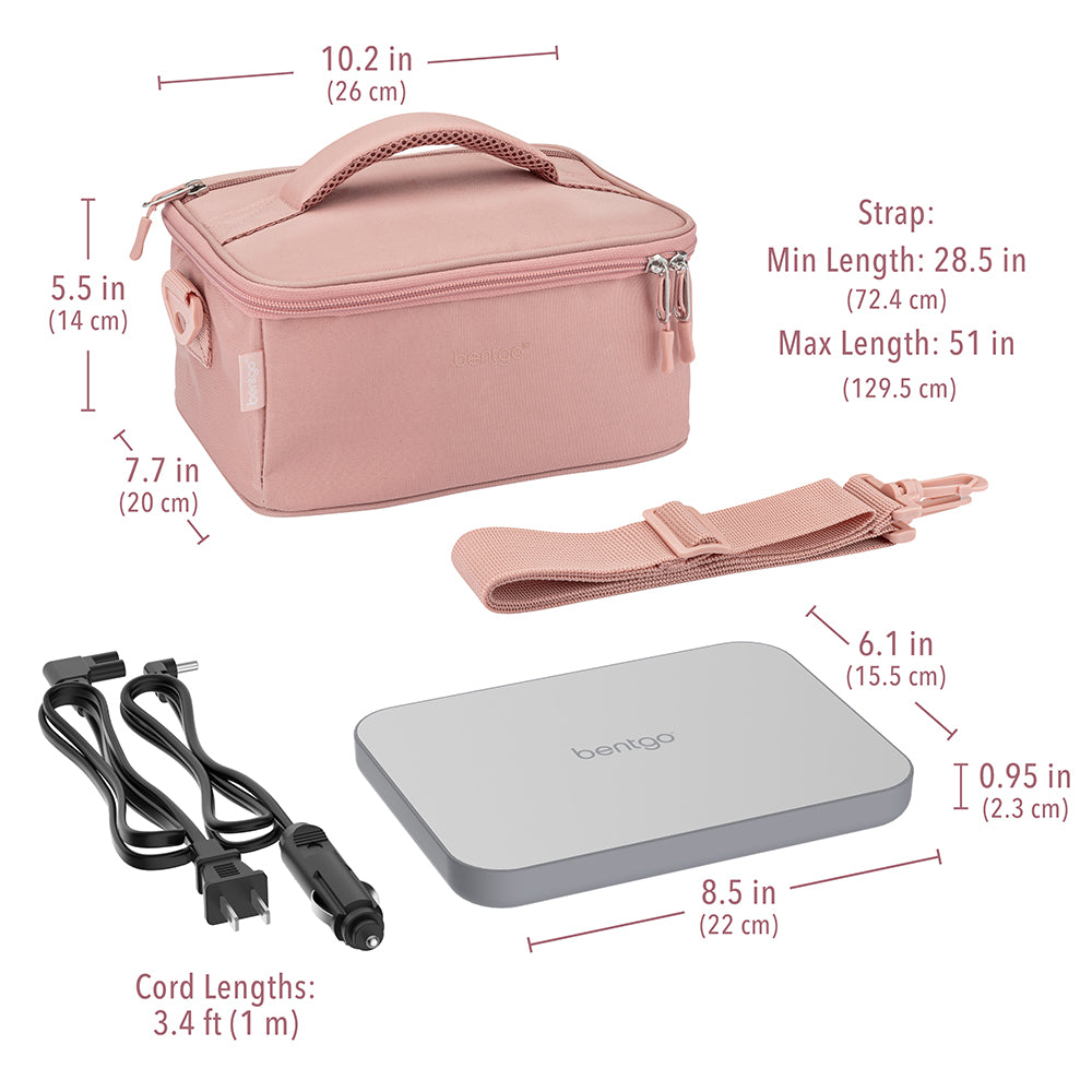 Bentgo® Heat Electric Lunch Bag - Blush | Product Dimensions